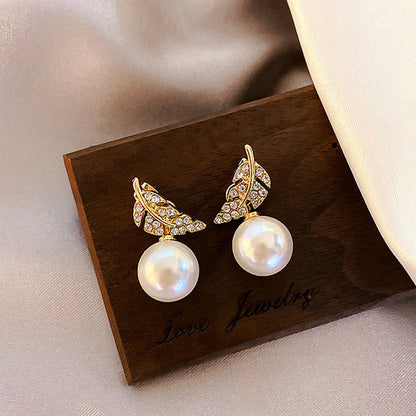 2021 New Korean Style Contracted Heart Pearl Earrings For Women Sweet Flower Zircon Geometric Stud Earring Girl Party Jewelry